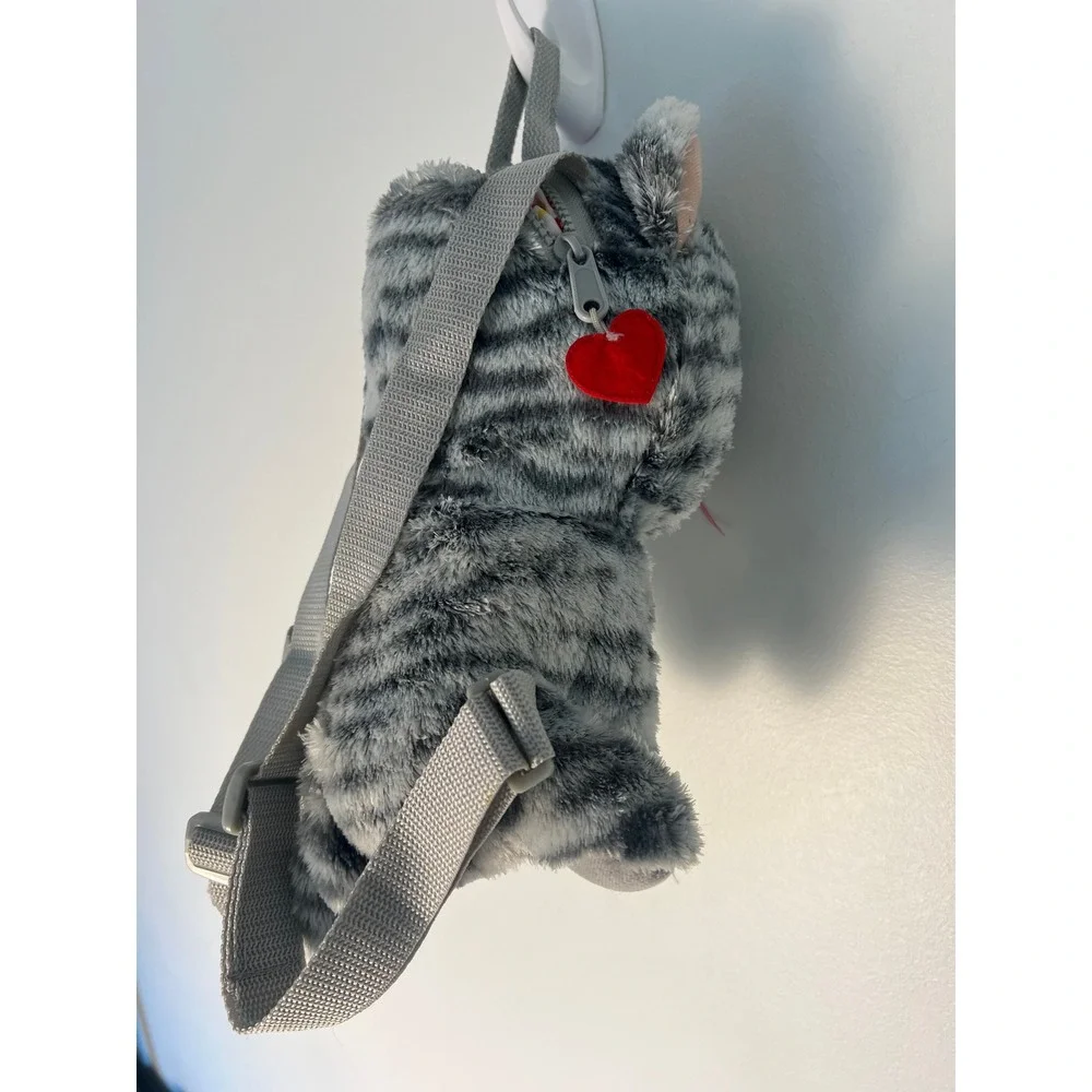Ty Gear Plush Backpack Kids OS Gray Kiki the Cat Beanie Boos Tabby Pink Bow
